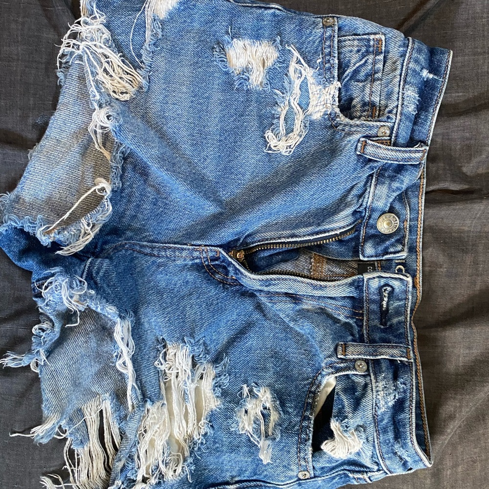 American Eagle Outfitters Blue Distressed Jean Shorts